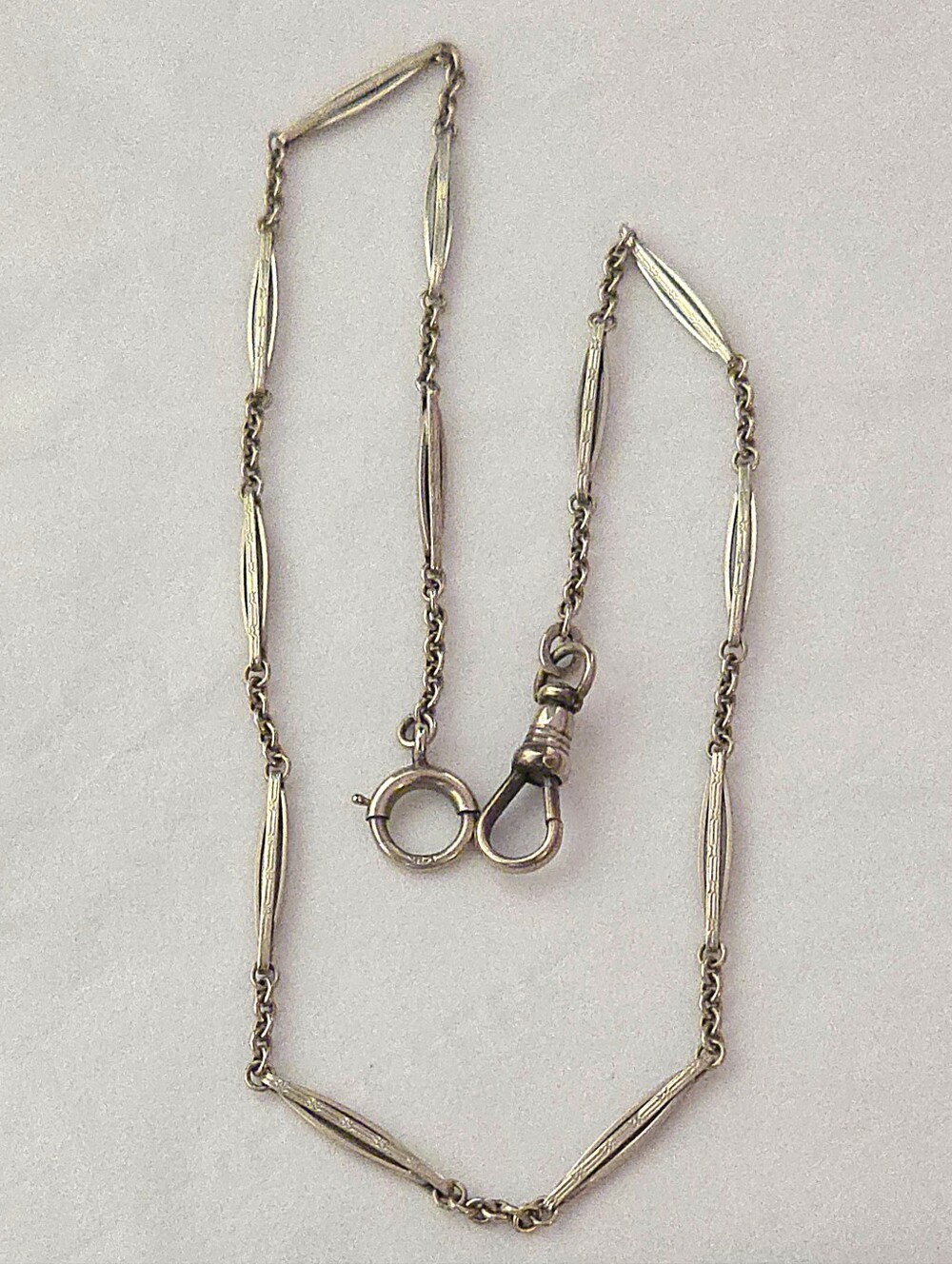 Antique 14K Gold ACCO American Chain Company Watch Chain Etched Bar Chain Links